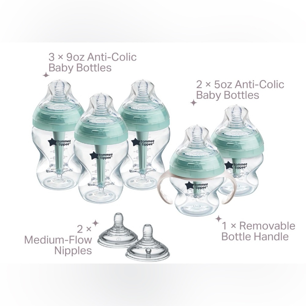 Tommee Tippee Mint Anti-Colic Baby Bottle Set